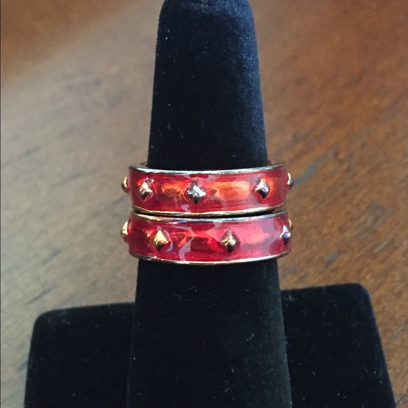 Vintage MONET Stackable Red Rings - Picture 2 of 4